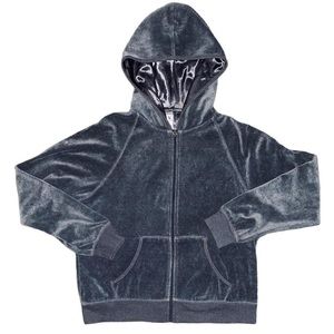 Y2K New York Laundry Gray Velour Zip Up Hoodie Track Jacket
